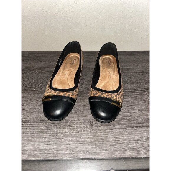 Clarks Meadow Rose Brown Leopard Print Slip On Ballet Flats Women’s Size 10 W - Picture 3 of 7